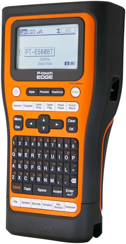 Brother PT-E560BTBP Contractor Kit: P-Touch Handheld Industrial Label Printer with Bluetooth & Dual Auto-Cutter Plus 6 Tapes (up to 24mm Labels)
