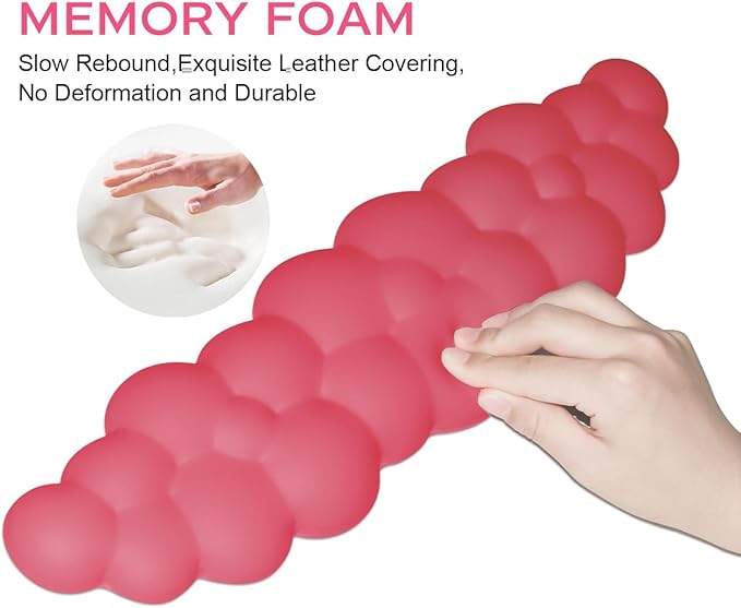 JIKIOU Upgrade Leather Cloud Keyboard Wrist Rest, Cloud Wrist Rest with Non-Slip PU Base, Comfortable Memory Foam Wrist Rest for Computer Laptop Mac Gaming Office and Pain Relief Christmas Wish Gift