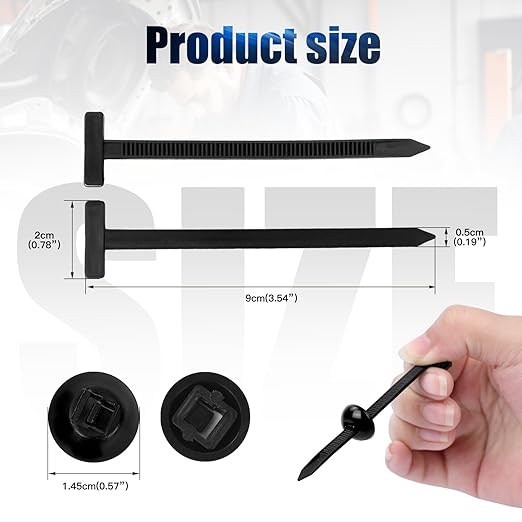 150Pcs Nylon Universal Cable tie Buckle for Car Repairs, Universal Cable Tie Buckles, Automotive Trim Clips - Heavy Duty Black Plastic Rivets, Bumper & Fender Retainer Clips for Auto Body Parts