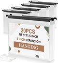 20 Pcs Extra Capacity Plastic Hanging File Folder Letter Size File Folder Reinforced Tabs with Heavy Duty 2 Inch Expansion and Black Insert Gasket for Filing Cabinet Durable Hang Folders (2 INCH, 20)