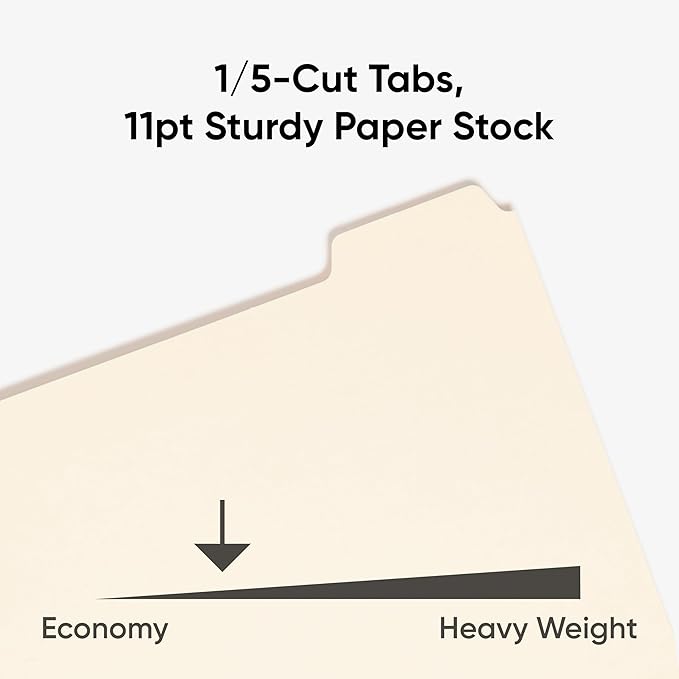 Smead Stackable Folder Divider with Fastener, Bottom 1/5-Cut Tab, Letter Size, Manila, 25 per Box (35600)