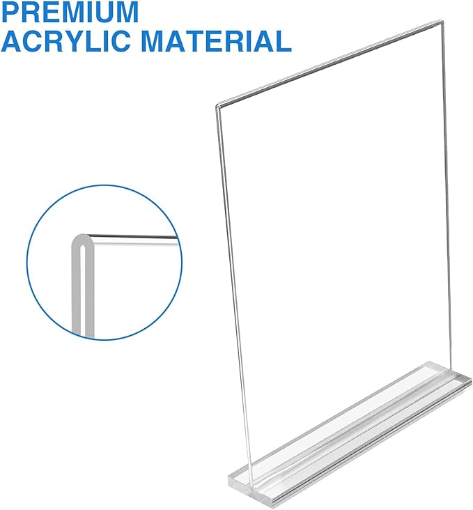 Daofary Acrylic Sign Holder 5 x 7 Inches 4 Pack, Double-Sided Stand up Table Top Paper Holder, Store Sign Holders, Plastic Sign Display for Restaurants, Hotels, Office