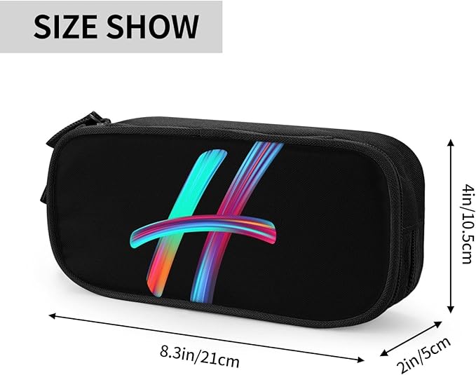 Cute Initial Pencil Case for Kids Students, Large Capacity Pencil Pouch for Boys Girls, Letter Design Pencil Box Pen Bag Office Stationery Organizer, Rainbow Letter H