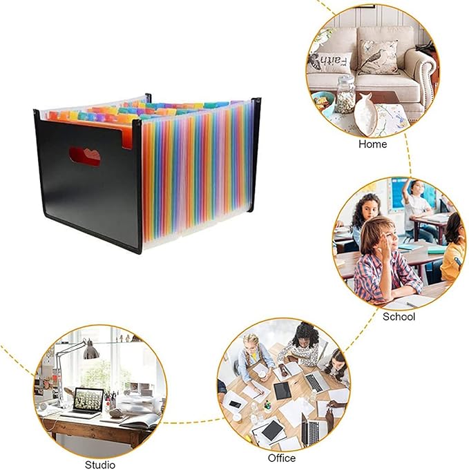 36 Pockets Accordian File Organizer,Expanding File Folder,Filing Folders,Expandable A4/Letter Size Folder, Accordion Document Organizer,Portable Paper/Bill/Receipt Folders with 2 A-Z Blank Tabs