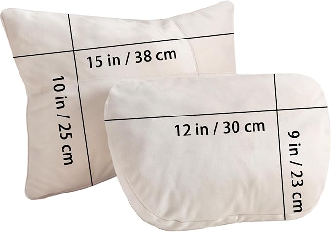 2PCS Car Pillow for Car Neck Pillow for Driving Seat Lumbar Support Soft Cushion with Extra Filling Accessories Back Support for Travel Nap and Trips Sleeping(Beige, Head and Lumbar)