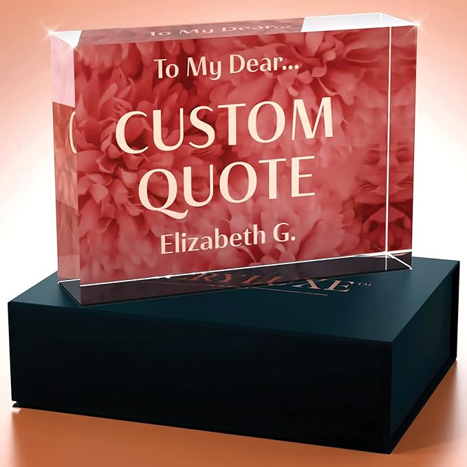 Personalized Gifts, Custom Quote Block Letter Board,Crystal-Clear Acrylic With Gift Box,17 Styles, Holiday and Christmas Gift for Mom, Dad, Girlfriend, Him or Her, Husband, Wife (5"x7, Rosy)