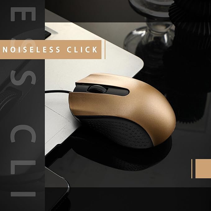 Hoteam 12 Pcs Gold Wired Computer Mouse Bulk Cord USB Computer Mice Ergonomic Wired Mouse for Pcs, Computers, Laptops, Gaming Office Home Supplies