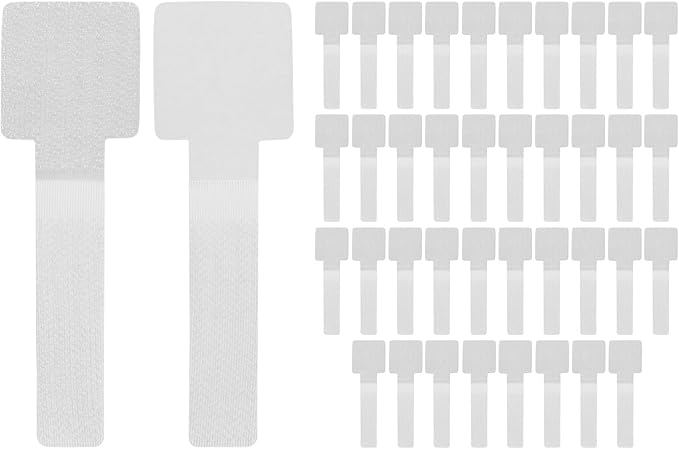 40-Pack Hook and Loop Cable Ties, 3.5 x 1.1 Inch Enhanced Self-Adhesive Cord Organizer for Desk/Home/Wall/Office Essentials, Cable Management Under Desk [White]