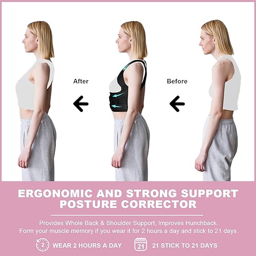 Posture Corrector for Women and Men,4 In 1 Adjustable Full Back Brace,Posture Braces Can Relieve Upper and Lower Back Pain, Shoulder Braces for Hunchback,Scoliosis, Lumbar Spine, Spine(Coal Black)