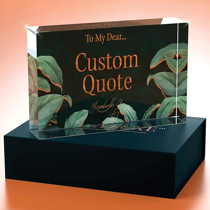 Personalized Gifts, Custom Quote Block Letter Board,Crystal-Clear Acrylic With Gift Box,17 Styles, Holiday and Christmas Gift for Mom, Dad, Girlfriend, Him or Her, Husband, Wife (4"x6", Botanical Lux)