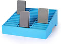 36-Grid Wooden Cell Phone Holder Desktop Organizer Storage Box for Classroom Office (Blue 36-Grid)