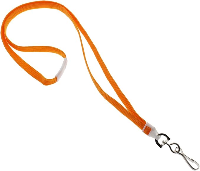 Specialist ID Bulk 100 Pack - Premium Flat Breakaway Lanyards for ID Badges & Badge Holders - 3/8" Wide Woven Safety Lanyard with Metal Swivel Hook for Teachers, Students, Cruise, Office (Orange)