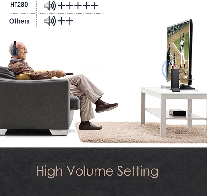 Avantree HT280 Wireless Headphones for TV Watching with 2.4G RF Transmitter Charging Dock, Digital Optical System, High Volume Headset Ideal for Seniors, 100ft Range, No Audio Delay, Plug and Play