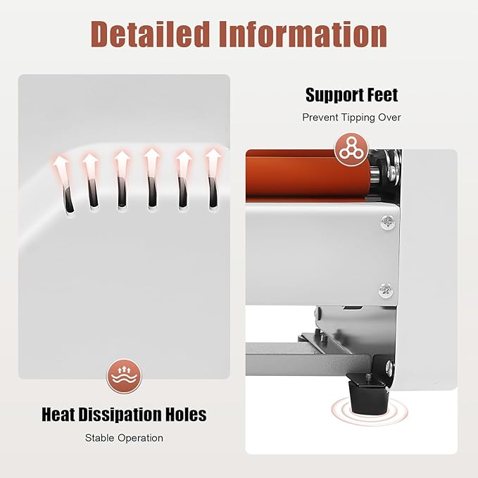 V350 Hot Cold Roll Laminator, 110V Digital Control Thermal Hot Cold Roll Laminator with 2 Heating Modes, Commercial Laminating Machine with Digital Control Panel, Used for Cross-Patterned Films
