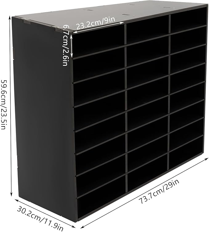 24 Slot Paper Organizer 24 Compartment Classroom Mailbox Adjustable Mail Sorter Desktop File Sorter, Paper Trays for Classroom, Office, Home (Black)