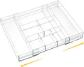 1 Pcs Acrylic Desk Drawer Organizer 2 Inch Height Expandable Drawer Organizer Trays with Adjustable Compartments Desk Accessories for Makeup Silverware Office Bathroom(Clear, Classic)