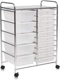 ARLIME 15 Drawer Rolling Storage Cart, Rolling Organizer Cart, Scrapbook Paper Organizer, Suitable for Office and School, Office Storage Tools on Wheels (Clear)