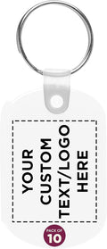 DISCOUNT PROMOS Tag Soft Plastic Keychains - 10 pack - Customizable Text, Logo - Small Key Tag Chain For Staying Organized - Rubber Key Ring Keychain – Clear