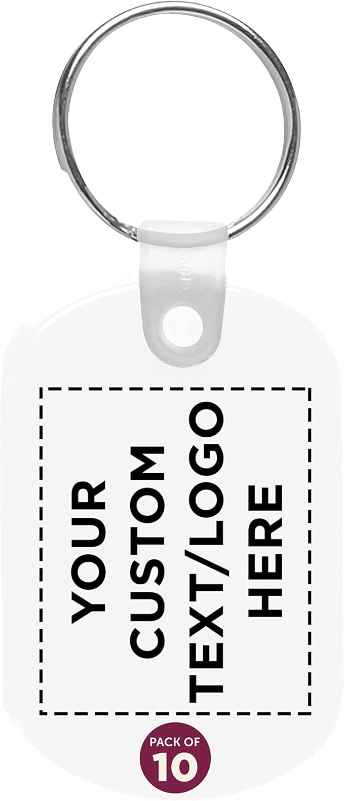 DISCOUNT PROMOS Tag Soft Plastic Keychains - 10 pack - Customizable Text, Logo - Small Key Tag Chain For Staying Organized - Rubber Key Ring Keychain – Clear