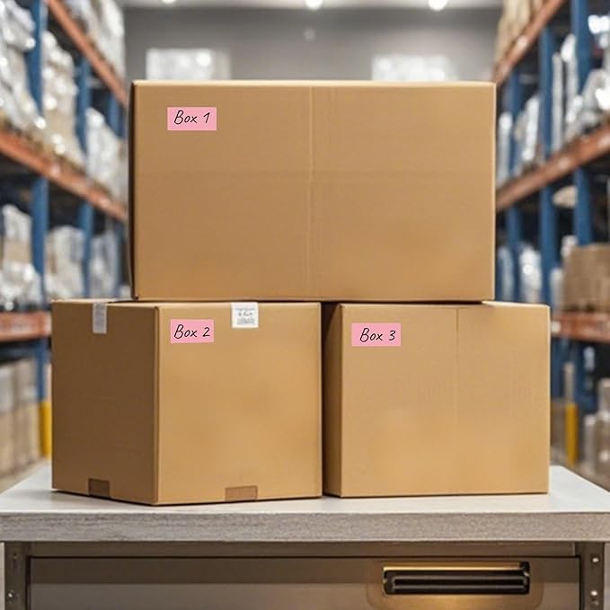 FINDAT Colored Stickers 1.57×0.75 Inch Vinyl File Folder Sticker Pink Rectangle Removable Waterproof Color Coding Moving Label for Boxes Office Inventory Labeling 160 PCS