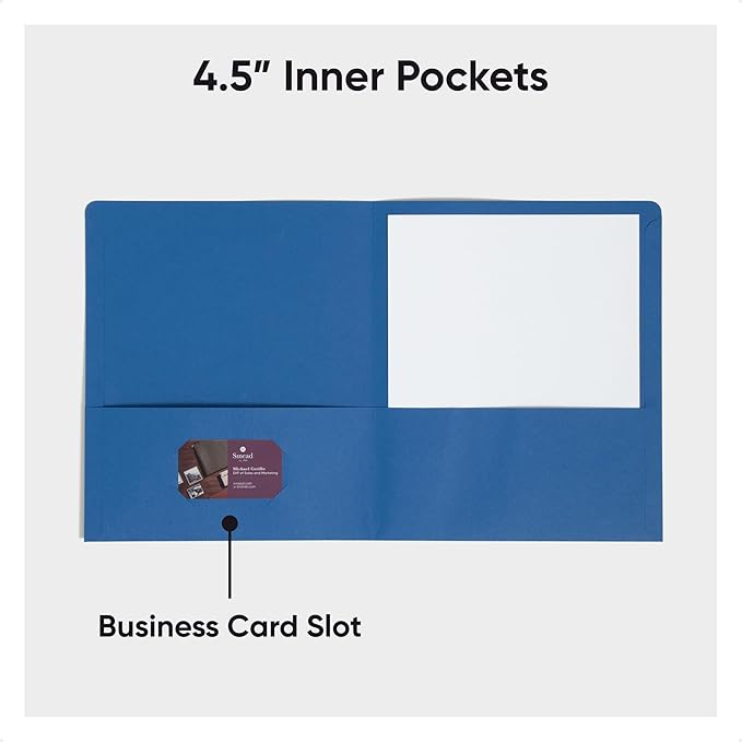 Smead Two-Pocket Heavyweight Folder, Paper Folders with Pockets, Letter Size, Dark Blue, 25 per Box (87854)