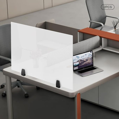 2 Pack Desk Privacy Panels,Modern Dual Frosted Plexiglass 30 x 18 inch Clamp-on Desk Privacy Panels,Acrylic Cubicle Desk Dividers,Office Partitions (30 in x18 in)