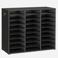 HOOBRO Literature Organizer, 27 Compartments Wooden Mail Organizer, Countertop Literature Sorter with Adjustable Shelves for Home, Office, School, Student Mailbox for Classroom, Black BK27WF01