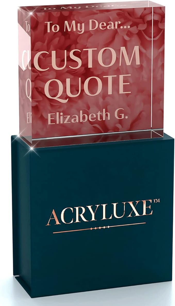 Personalized Gifts, Custom Quote Block Letter Board,Crystal-Clear Acrylic With Gift Box,17 Styles, Holiday and Christmas Gift for Mom, Dad, Girlfriend, Him or Her, Husband, Wife (4"x4, Rosy)