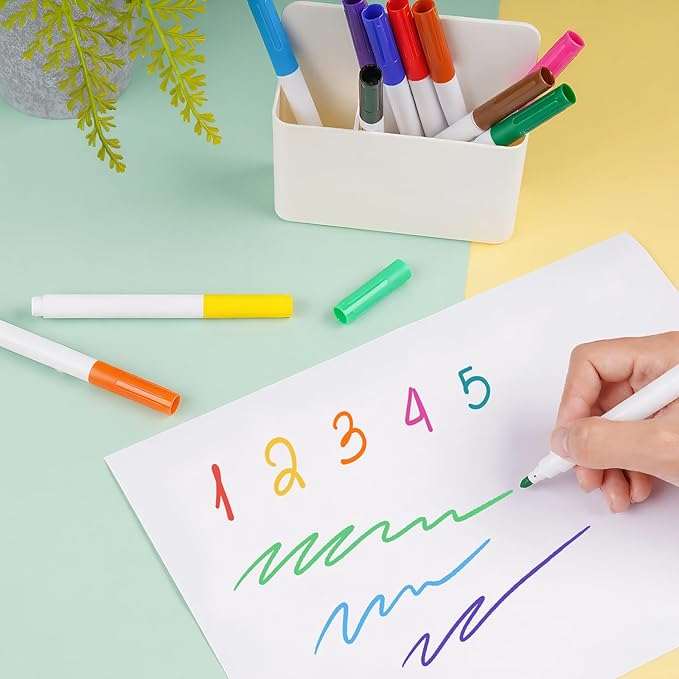 NiArt Whiteboard Magnetic Dry Erase Marker Holder Set, 12 Colors Fine Markers, Magnetic Whiteboard, Dry Eraser for Office
