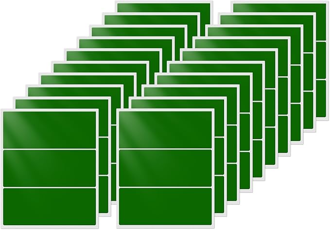 FINDAT Rectangle Label Stickers 4×2 Inch Vinyl Removable Green Sticker Waterproof Writable File Folder Moving Labels for Boxes Home Office Labeling 60 PCS