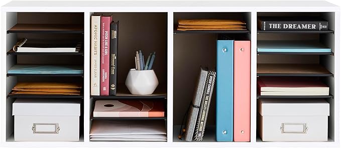 Safco Literature Organizer, 36 Compartments, Office and Classroom Mailbox with Adjustable Shelves, Wood Paper and Mail Sorter, Medium Oak