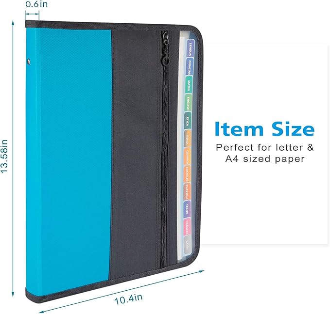 Sooez Accordion File Organizer with Safe Zipper, 12 Pocket Expanding File Folder with Front Pencil Pouch, Portable Monthly Paper Bill Tax Receipt Organizer, School Office Supplies, Letter Size, Teal