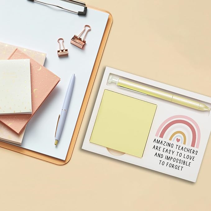 End of The Year Teacher Sticky Note Holder Gifts, Back to School, Teacher Appreciation Week Quote Self-Stick Note Pad Holders ZBA4