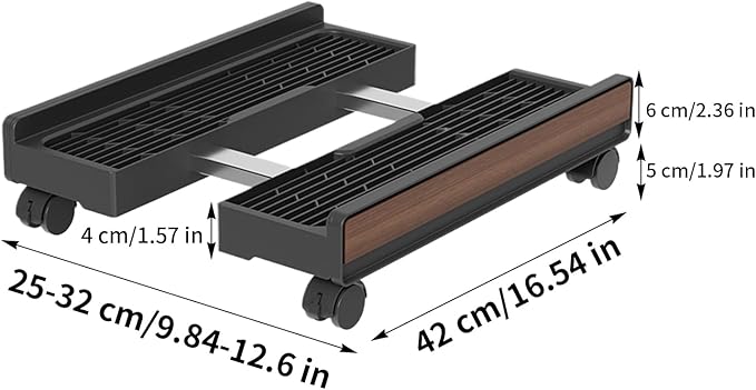 PC Case Stand - Adjustable Portable Shelf | Adjustable Computer Tower Stand with Brake Wheels, Portable Under-Desk Shelf for Laptops, Printers, Monitors, Game Setups, Office, and Floor Storage