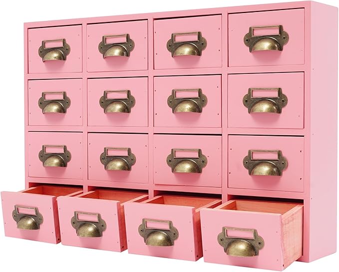 Vintage 16-Drawer Storage Cabinet – Multipurpose Desktop Organizer for Office, Craft & Home