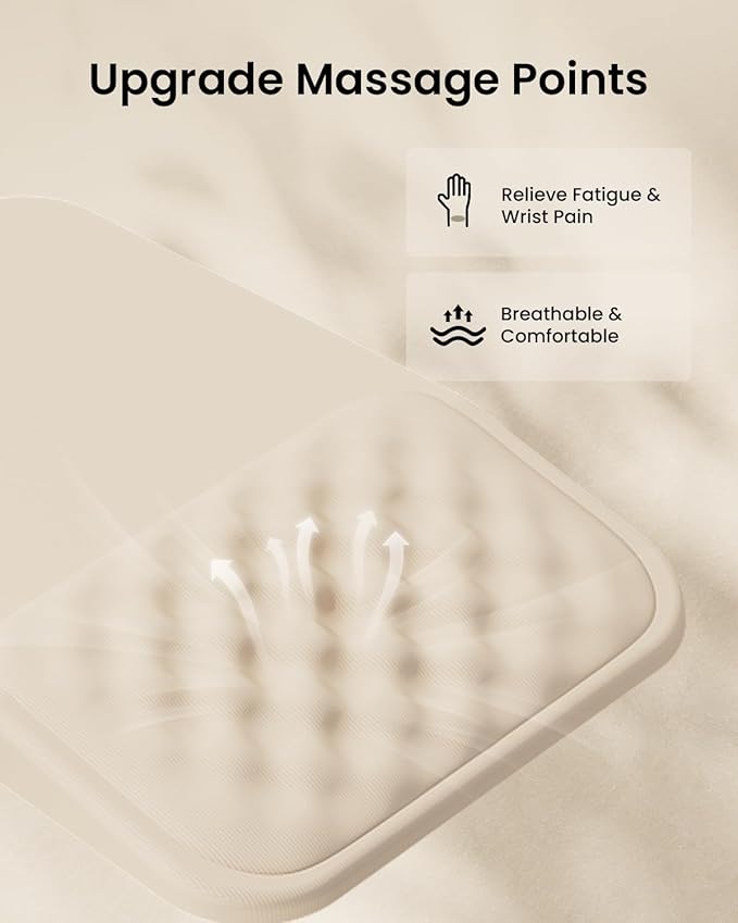ProtoArc MP50 Ergonomic Mouse Pad with Wrist Rest, MP50 Mousepad with Massage Design, Soft Memory Foam and Non-Slip PU Base for Pain Relief, Desk, Home, Office, 12x8 Inches, Beige
