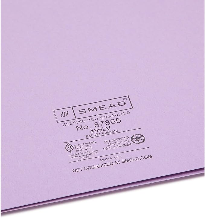Smead Two-Pocket Heavyweight Folder, Letter Size, Lavender, 25 per Box (87865)