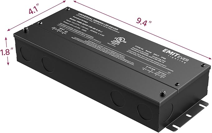 EMITEVER Dimmable Led Driver, 2 Packs 150W AC 110V-277V to DC 24V Transformer, 5-in-1 Dimming: ELV/MLV/TRIAC / 0-10V / 1-10V / 10V PWM/Potentiometer, Waterproof IP67 and UL Listed