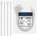 XINGO 18 inch White Zip Ties Heavy Duty (100 Pack), 60lb Tensile Strength, UV Resistant Cable Ties for indoor and outdoor use