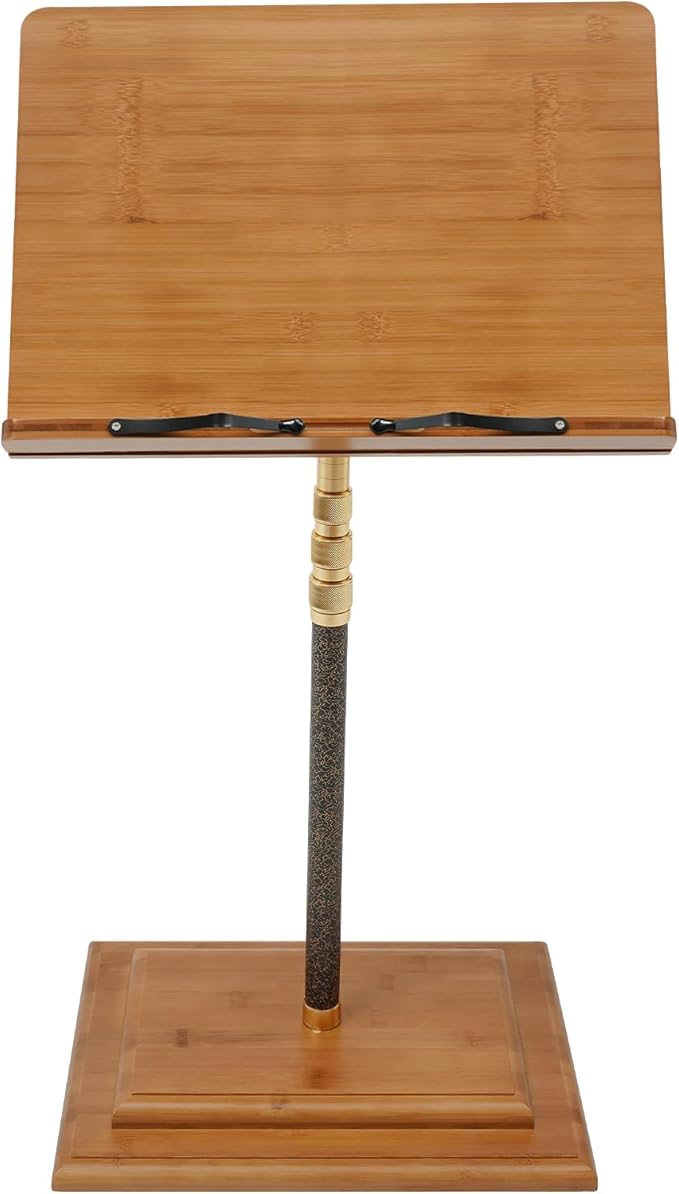 Sheet Music Stand & Desktop Book Stand, Rotatable Music Book Holder Stand,Wooden Portable Sheet Music Table Stand Height Adjustable from 27.5-59in with Book Stand Support, Carrying Bag