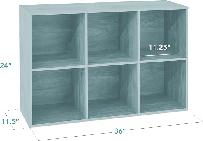 Best Choice Products Kids Bookcase 6-Cube Storage Organizer, 11in Shelf Opening, Bookshelf, Toy Storage, Customizable w/ 3 Removable Back Panels – Light Blue