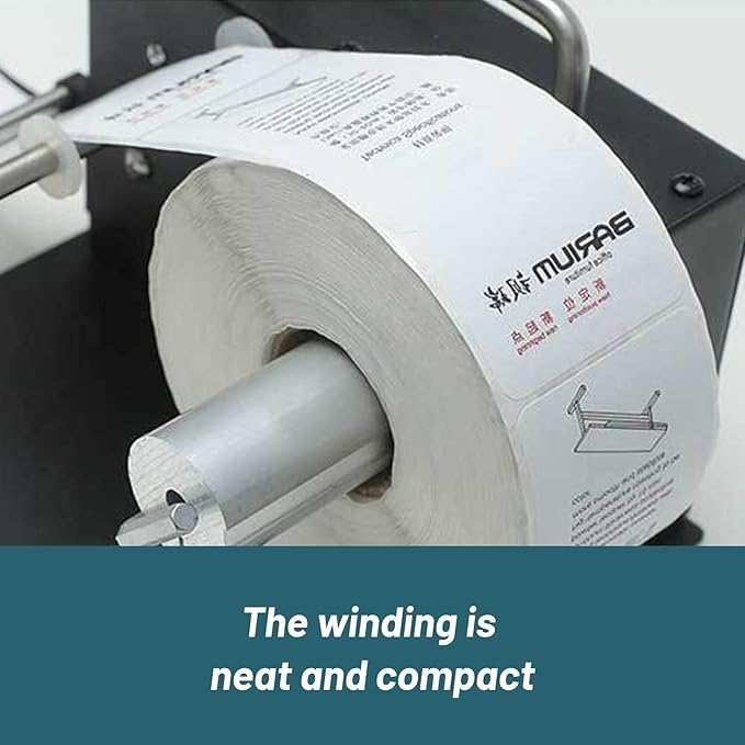 0-7.1" Width Electric Label Rewinder, Automatic Synchronization Bidirectional Rewinding Machine 1.57" Dia Paper Core Holder Rewind 1-8"/s Adjustable Sticker Rewinder for Printer Bar Code Tags