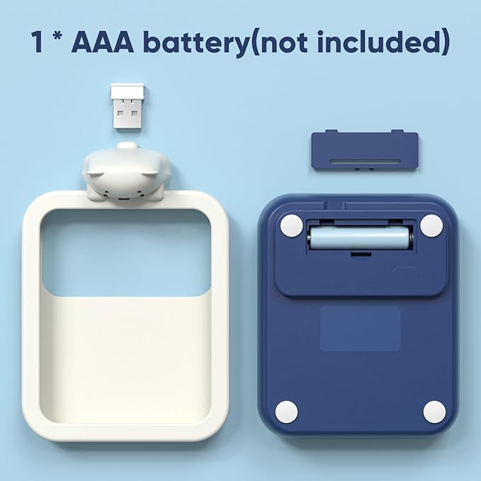 MOFII Wireless Number Pad with Bear - Mixed Blue Numeric Keypad 18 Keys 2.4G Round Keycap Colorful Extensions Cute Numpad, Portable Accounting Financial Retro Numpad 10 Key for Laptop/PC/Notebook