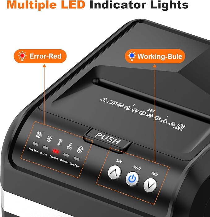 Bonsaii 200-Sheet Auto Feed Paper Shredder, 60 Minutes Nonstop Heavy Duty Shredders, 8.1 Gallon Large Bin Office Document Shredder, Micro-Cut/High Security P-4 Commercial Grade Shredder (C283-A)