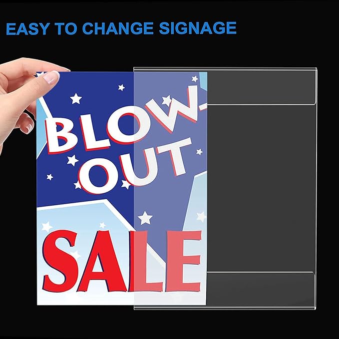 Dingelex 24 Pack Wall Mount Signs 8.5 x 11, Clear Plastic Picture Frames Bonus with Double Sided Tape, Perfect for Home, Office, Store - Vertical