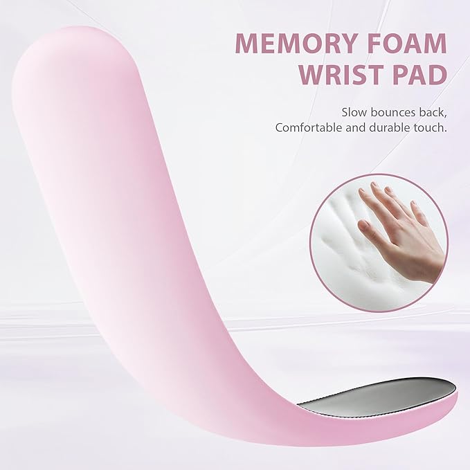 Ospelelf Wrist Rest for Keyboard and Mouse Ergonomic Mouse Pad with Wrist Support Memory Foam Wrist Rest for Computer Keyboard,3-in-1 Gel Mouse and Keyboard Pad for Office Pink