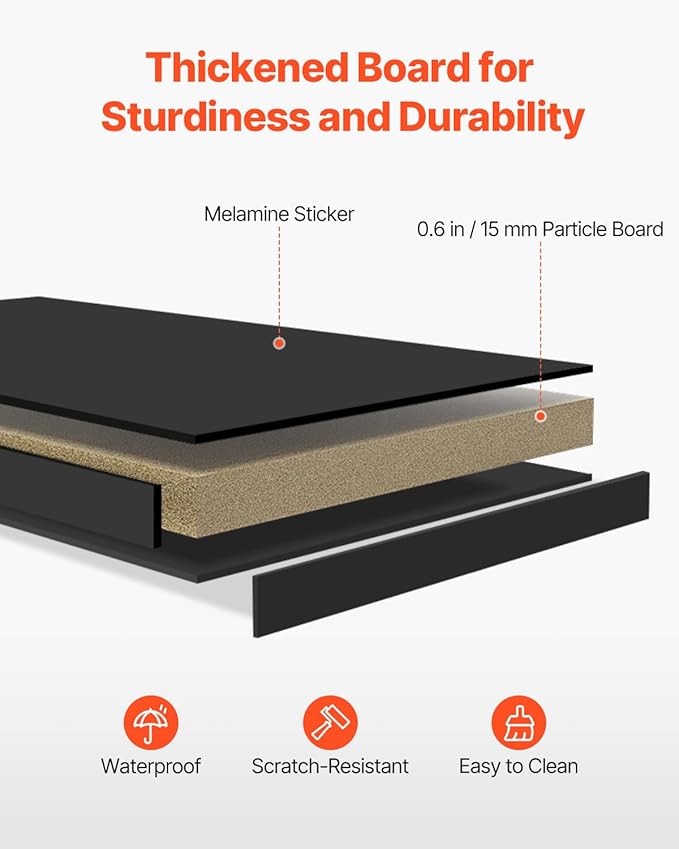 VEVOR Desktop Bookshelf, Storage Organizer with 5 Shelves for Computer Desk, Wooden Shelf Desk Hutch with Anti-Slip Feet Pads, Desk Top Display Rack for Office, Home & Dorm, Black