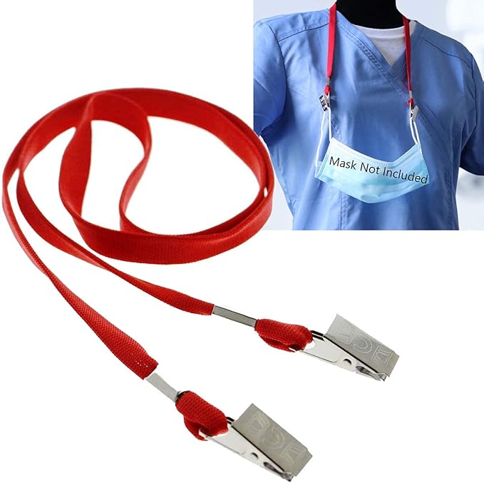 Bulk 100 Pack - Face Mask Lanyards - Premium Comfortable Neck Straps for Badge Holders - Twist Free 2 Hook Design (1 on Each End) for Special Event Badges, Credentials and Ticket Holders (Red)