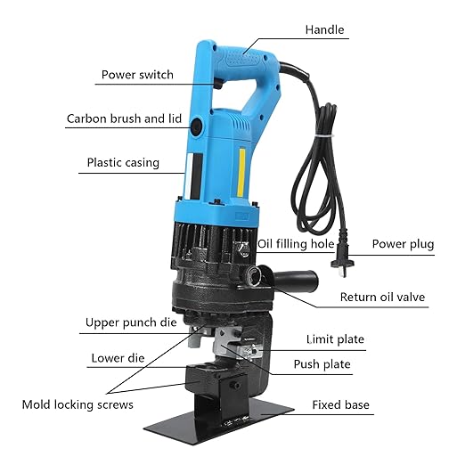 1300W Hole Electric Hydraulicunch 110V Electric Hydraulic Punching Tool 10T Output Force Hole Puncher for Metal Steel Plate Iron Plate