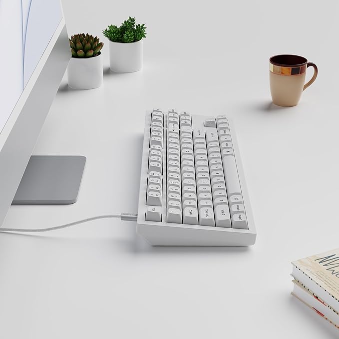 Keychron Q3 Wired Custom Mechanical Keyboard, 80% TKL Layout QMK/VIA Programmable with Hot-swappable Gateron G Pro Blue Switch Double Gasket Compatible with Mac Windows Linux (White)